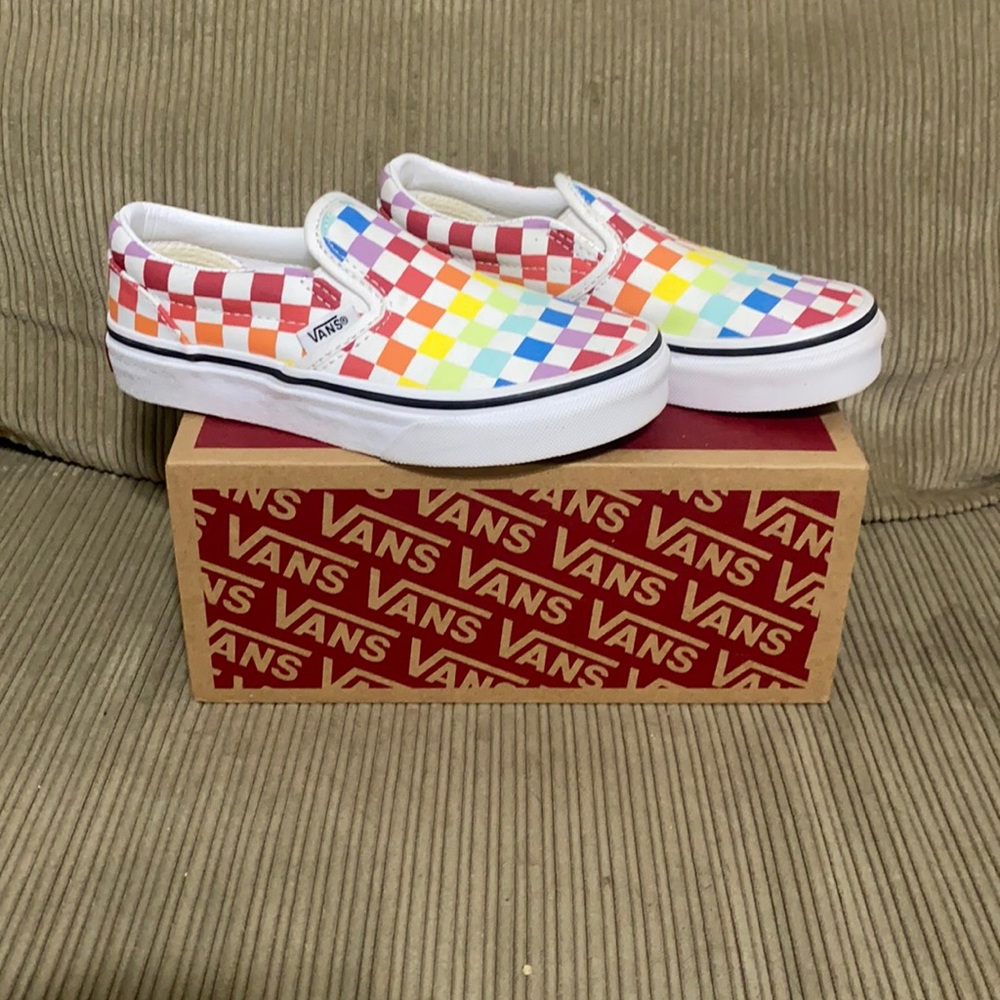Vans little girls rainbow checks